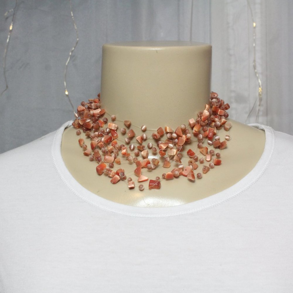 Multi Layer Beaded Illusion Wire Collar Statement… - image 7